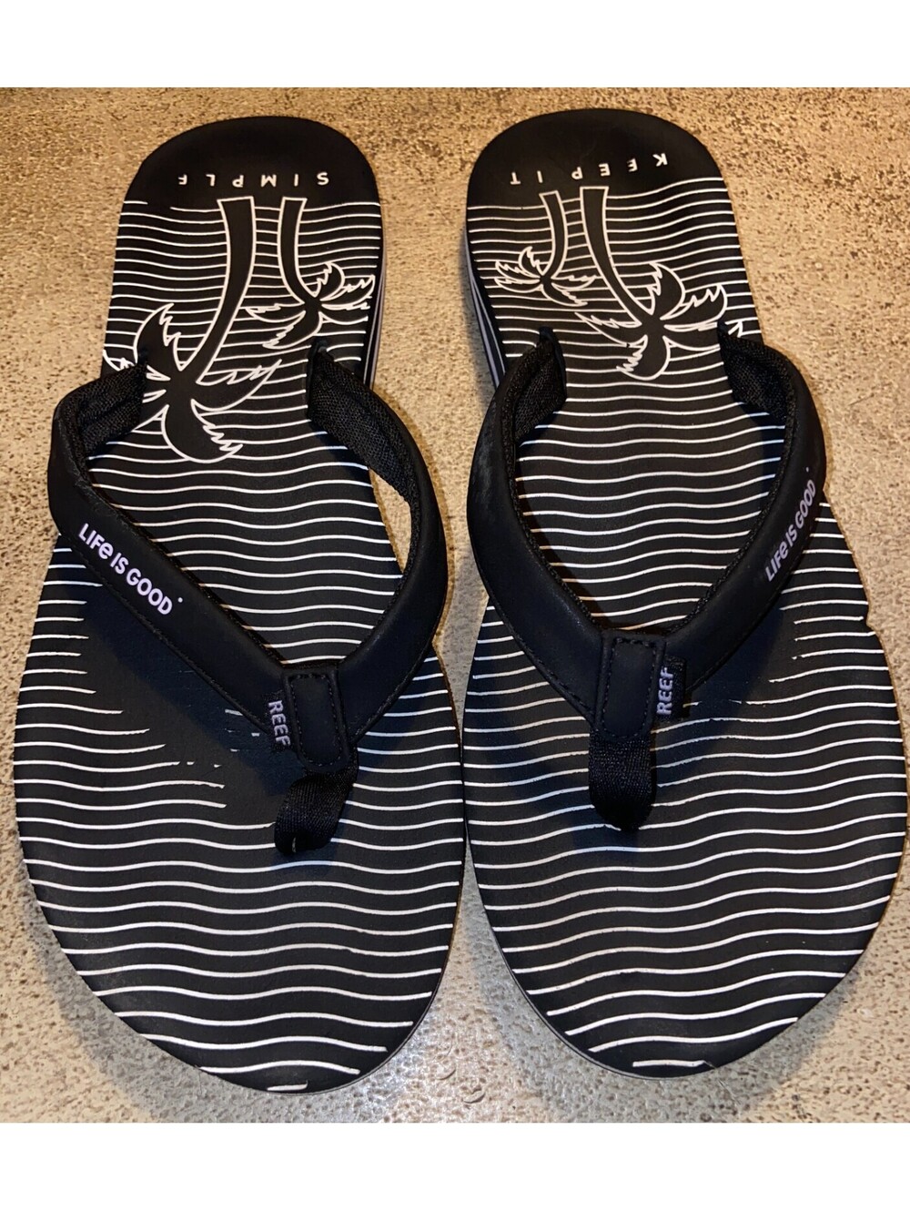Women's Reef X Life Is Good Flip Flop Sandal CI7222 Keep It Simple Good Used Con